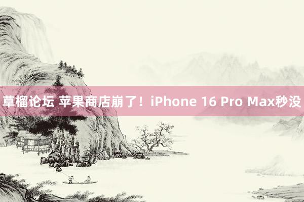 草榴论坛 苹果商店崩了!iPhone 16 Pro Max秒没