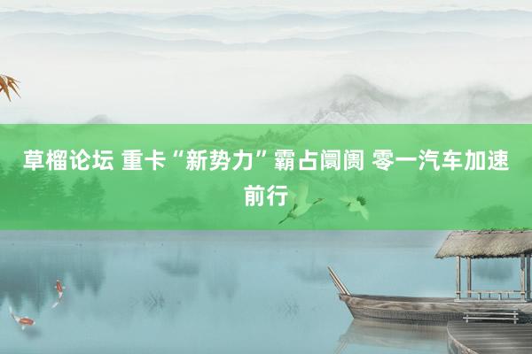 草榴论坛 重卡“新势力”霸占阛阓 零一汽车加速前行