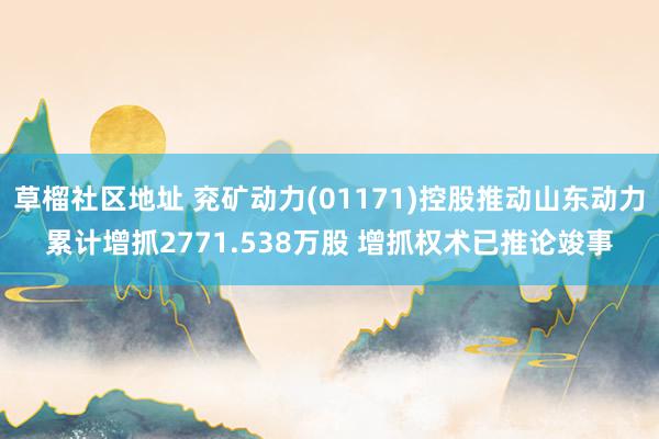 草榴社区地址 兖矿动力(01171)控股推动山东动力累计增抓2771.538万股 增抓权术已推论竣事