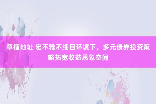 草榴地址 宏不雅不细目环境下,多元债券投资策略拓宽收益思象空间