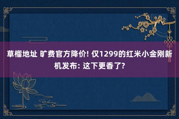 草榴地址 旷费官方降价! 仅1299的红米小金刚新机发布: 这下更香了?