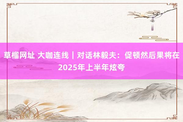 草榴网址 大咖连线|对话林毅夫:促顿然后果将在2025年上半年炫夸