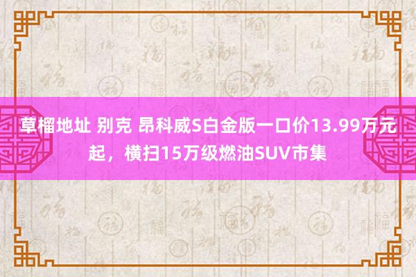 草榴地址 别克 昂科威S白金版一口价13.99万元起,横扫15万级燃油SUV市集