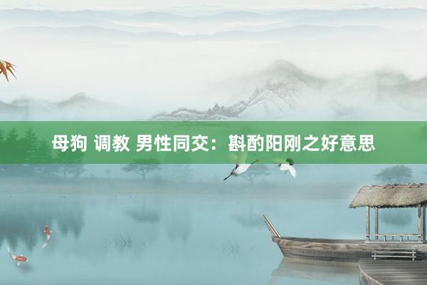 母狗 调教 男性同交：斟酌阳刚之好意思