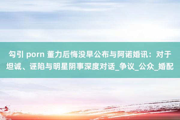 勾引 porn 董力后悔没早公布与阿诺婚讯:对于坦诚、诬陷与明星阴事深度对话_争议_公众_婚配