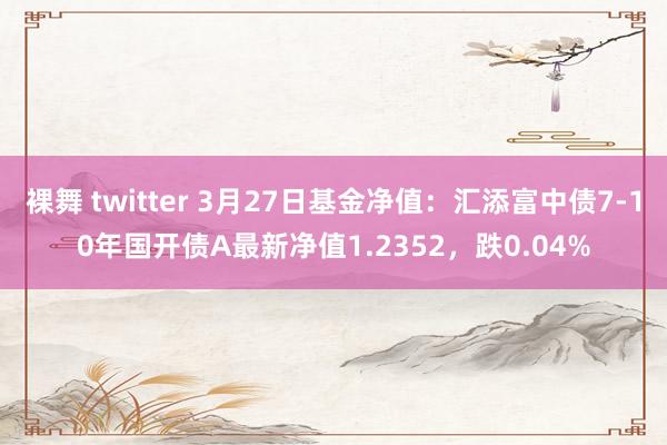 裸舞 twitter 3月27日基金净值：汇添富中债7-10年国开债A最新净值1.2352，跌0.04%