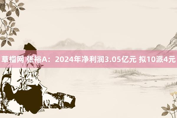 草榴网 张裕A：2024年净利润3.05亿元 拟10派4元