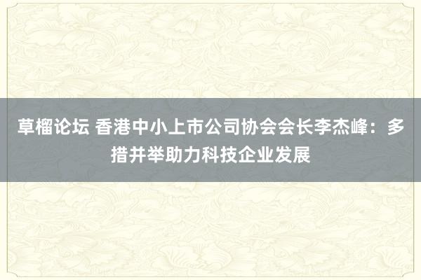 草榴论坛 香港中小上市公司协会会长李杰峰：多措并举助力科技企业发展