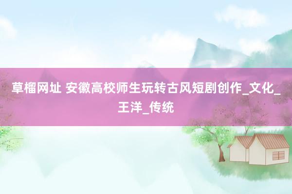 草榴网址 安徽高校师生玩转古风短剧创作_文化_王洋_传统