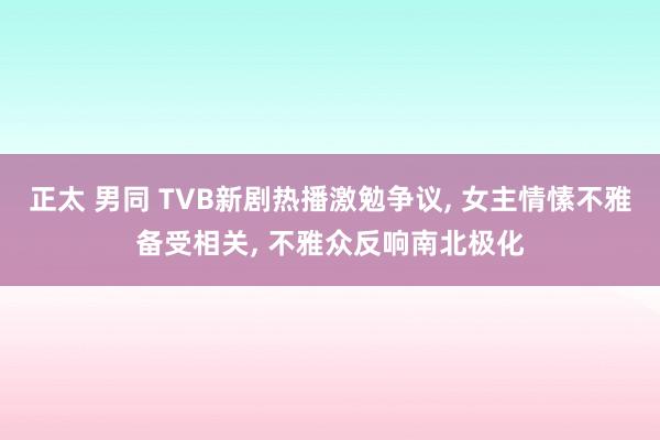 正太 男同 TVB新剧热播激勉争议, 女主情愫不雅备受相关, 不雅众反响南北极化